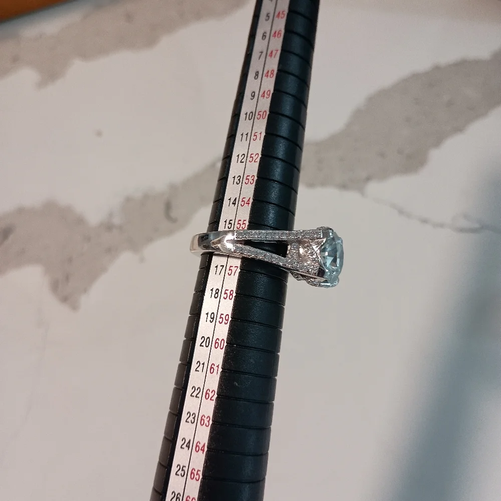 5.57 Ct  Ice White Round Moissanite Diamond Engagement Ring Silver Size 7 - Picture 8 of 13